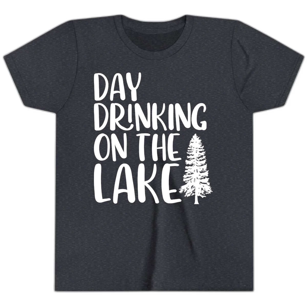 Day Drinking On The Lake Youth T-Shirt in Heather Navy