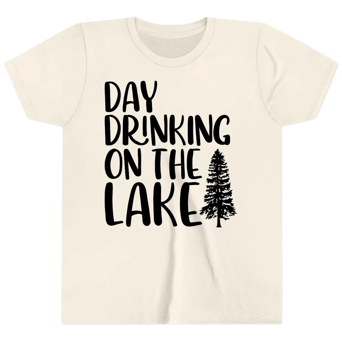 Day Drinking On The Lake Youth T-Shirt in Natural