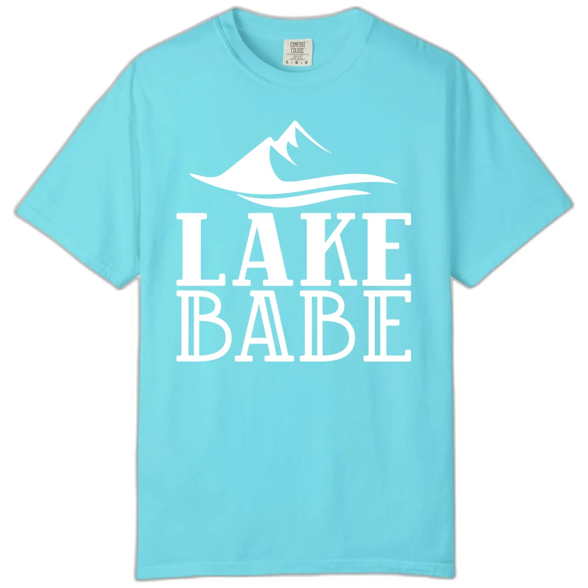 Lake Babe Mountain Wave Design Comfort Color in Lagoon Blue