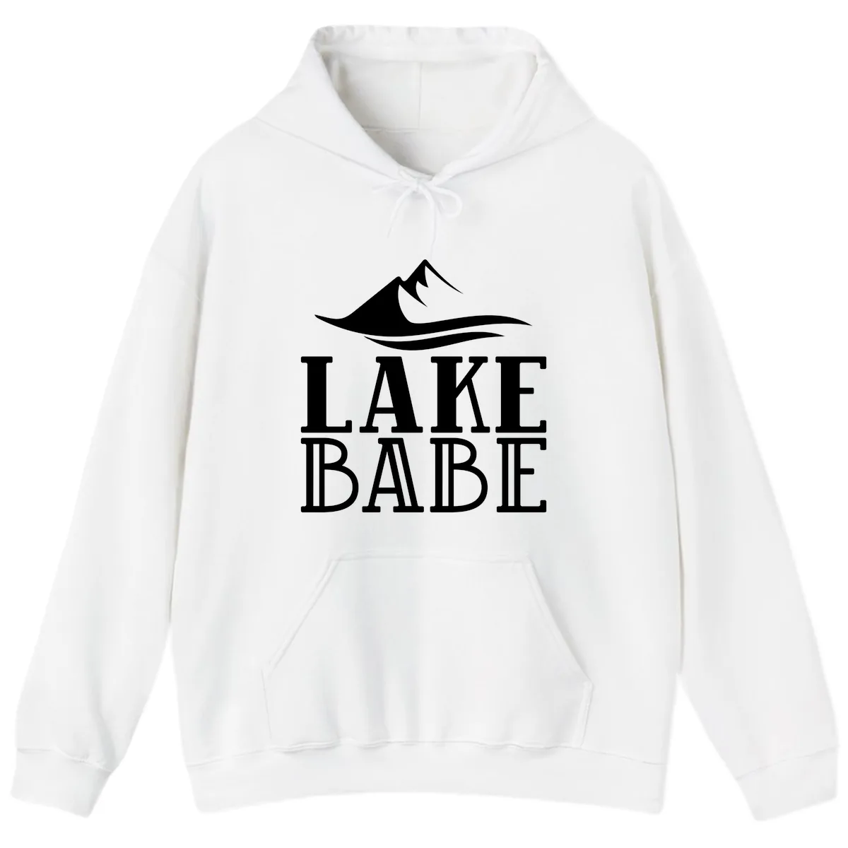 Lake Babe Mountain Wave Design Hoodie in White