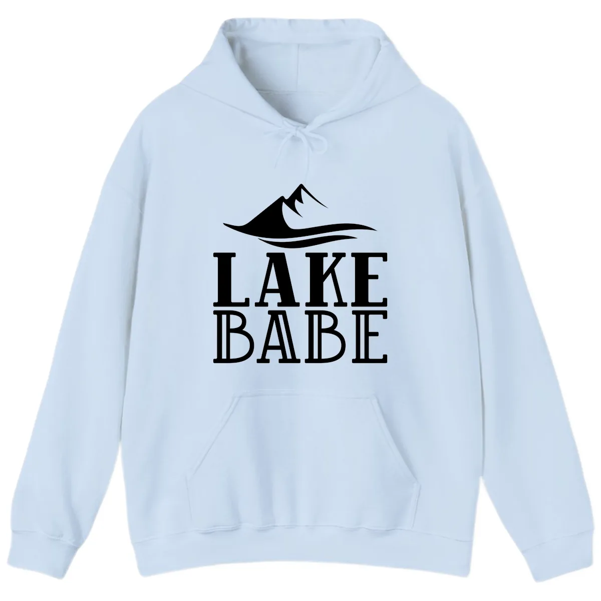 Lake Babe Mountain Wave Design Hoodie in Light Blue
