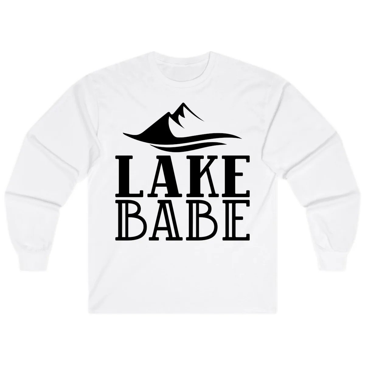 Lake Babe Mountain Wave Design Long Sleeve in White