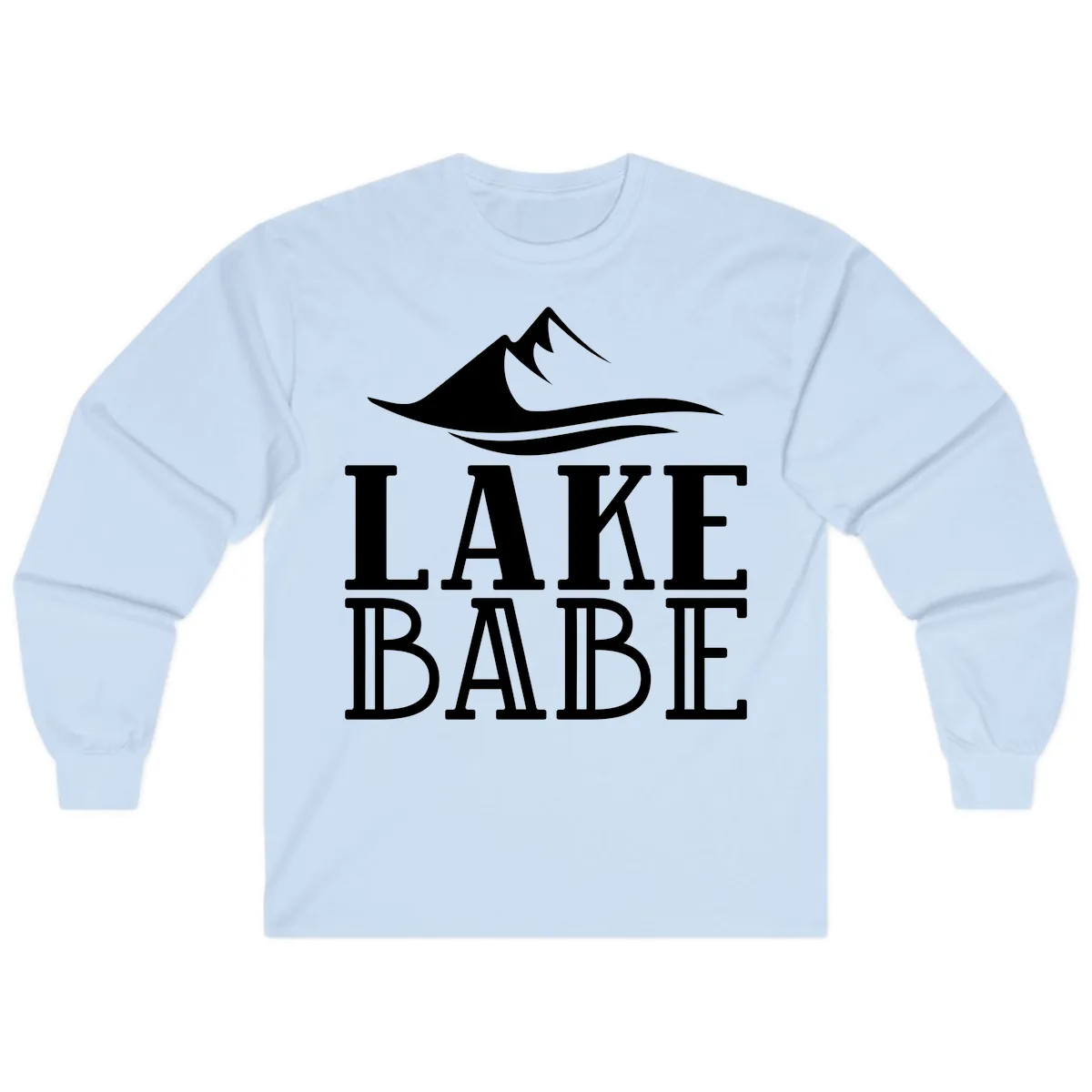 Lake Babe Mountain Wave Design Long Sleeve in Light Blue