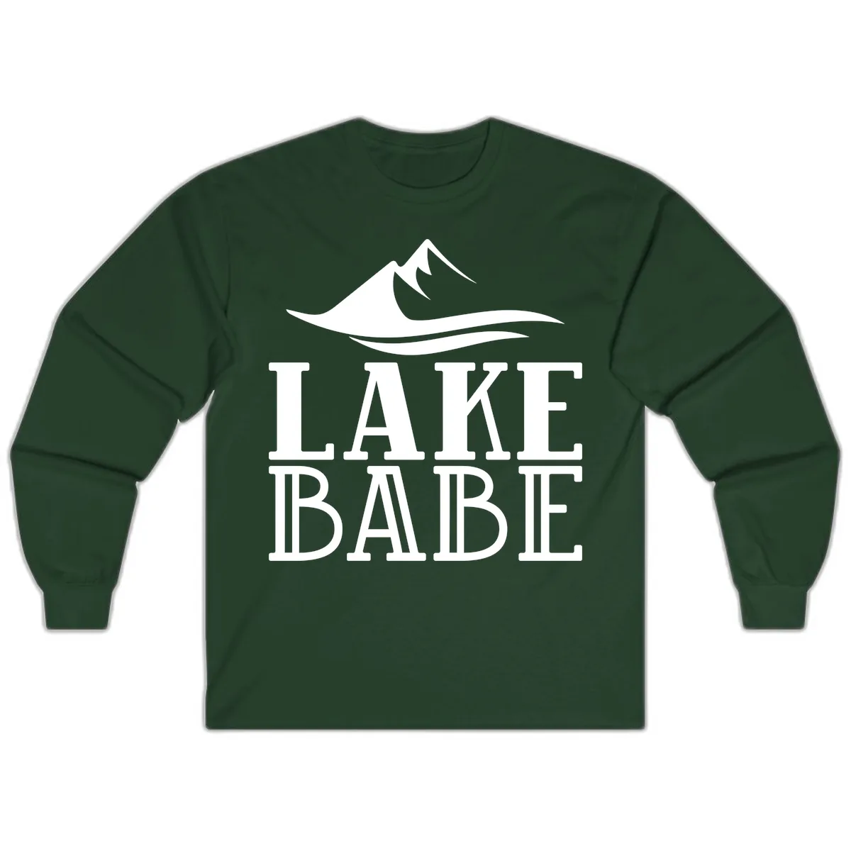 Lake Babe Mountain Wave Design Long Sleeve in Forest Green