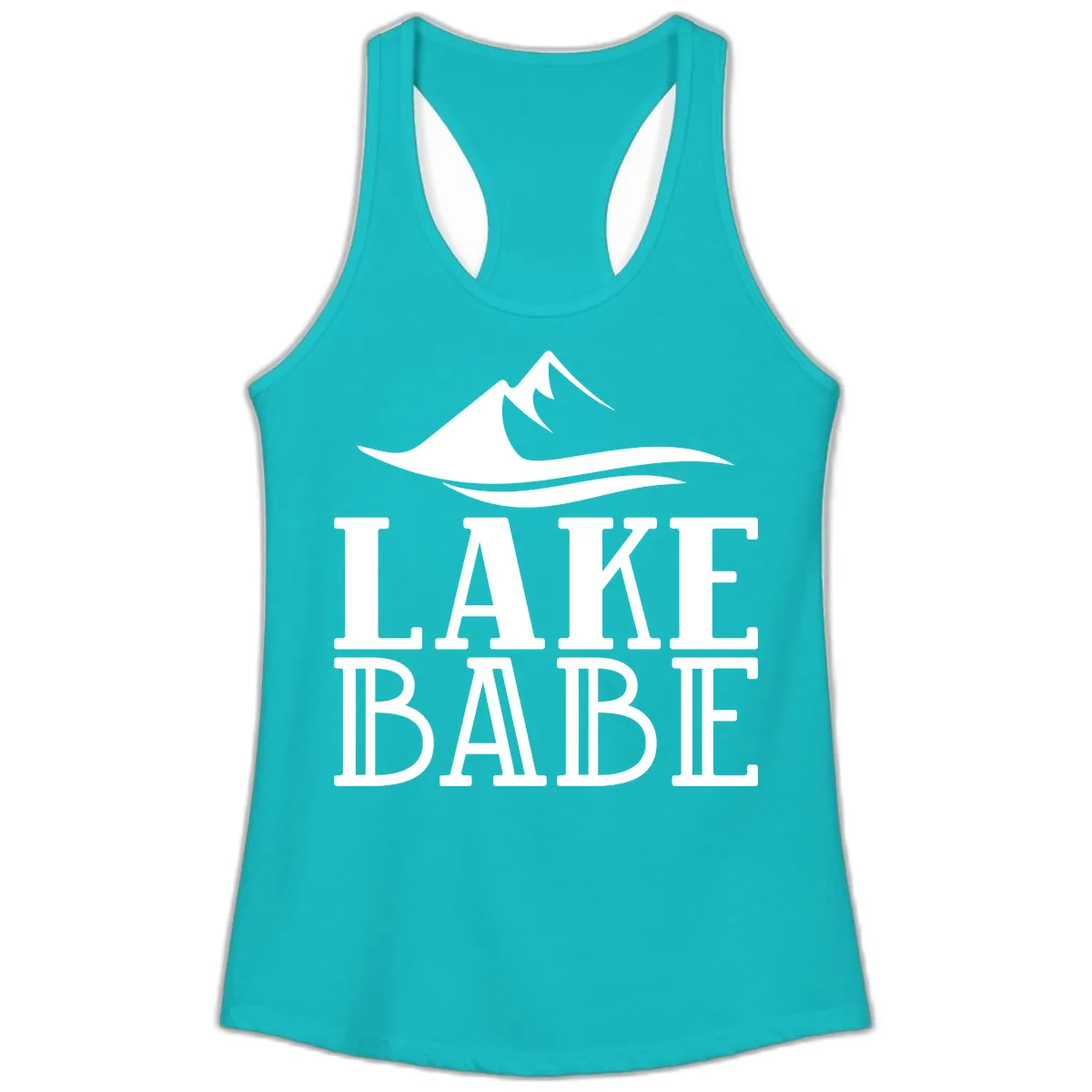 Lake Babe Mountain Wave Design Ladies Tank in Tahiti Blue