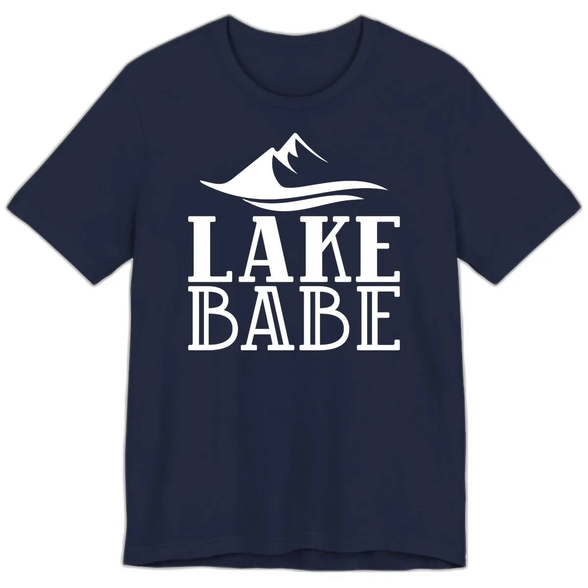 Lake Babe Mountain Wave Design Premium T-Shirt in Navy