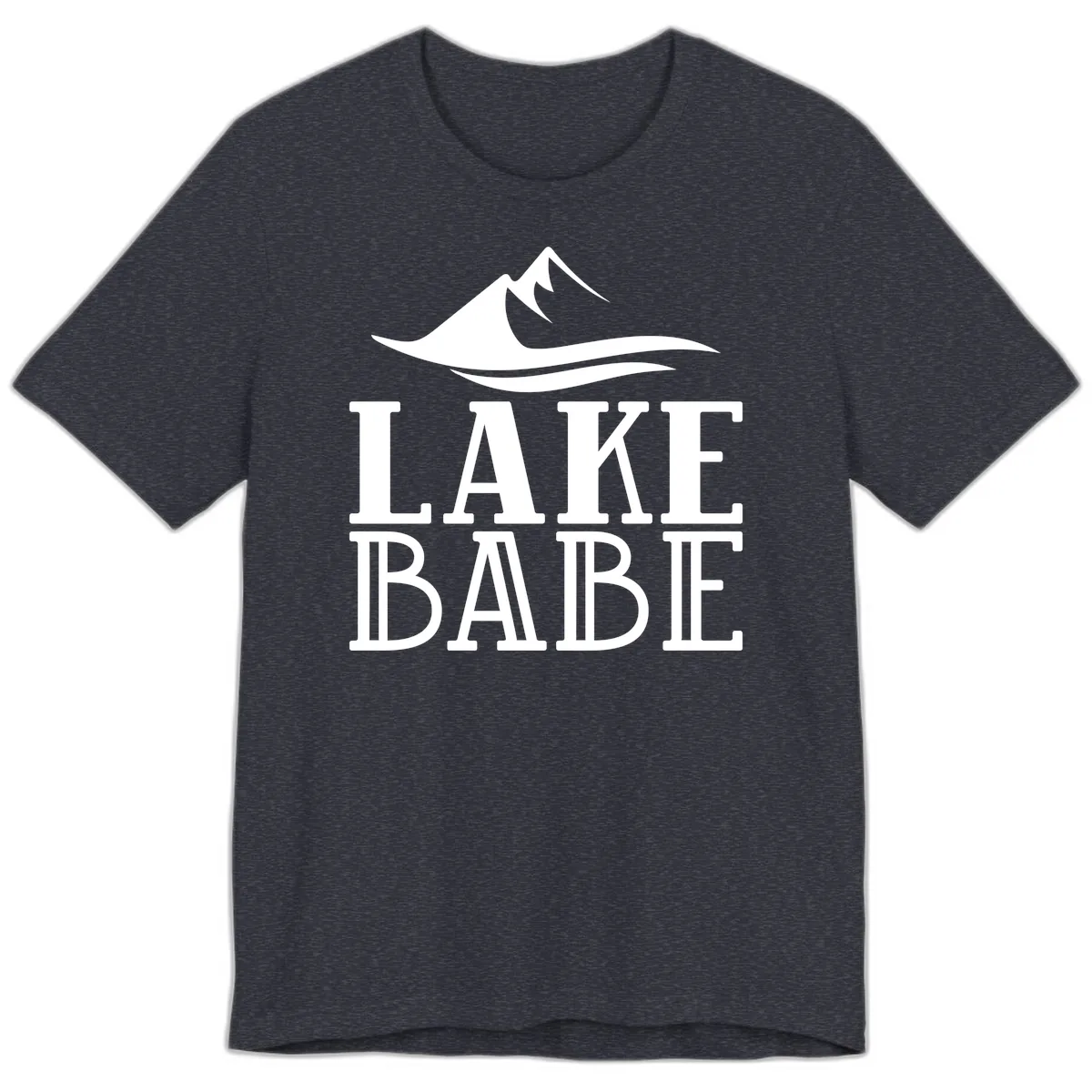 Lake Babe Mountain Wave Design Premium T-Shirt in Heather Navy