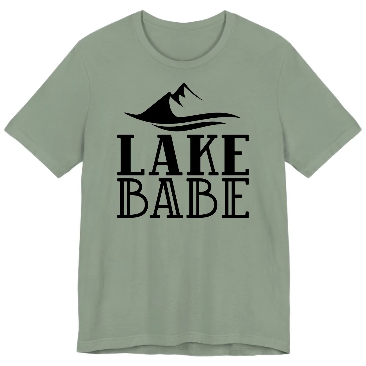 Lake Babe Mountain Wave Design Premium T-Shirt in Sage