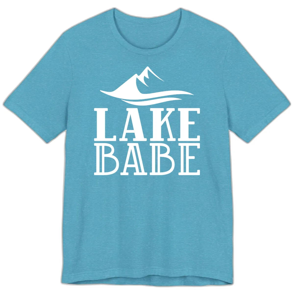 Lake Babe Mountain Wave Design Premium T-Shirt in Heather Aqua