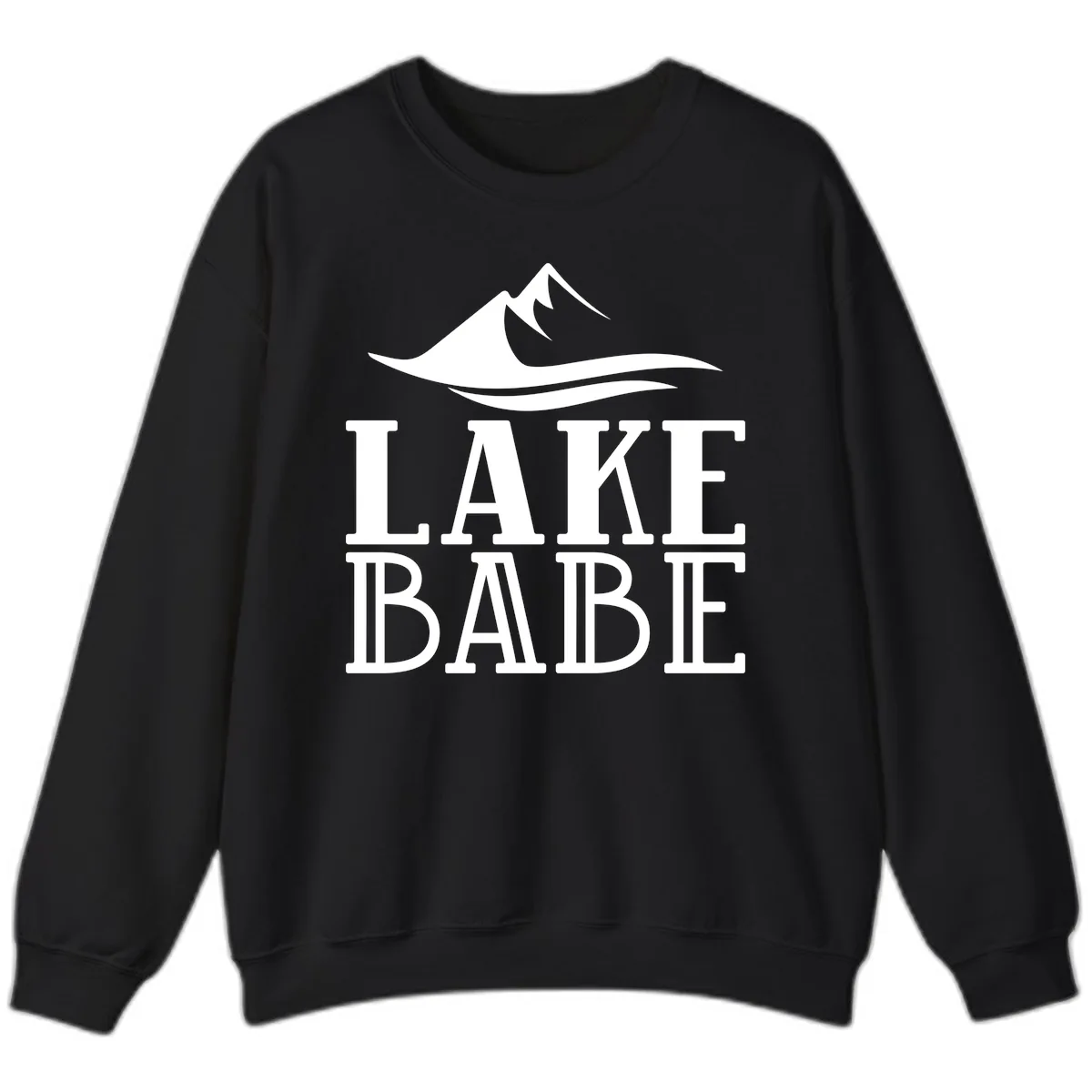 Lake Babe Mountain Wave Design Sweatshirt in Black