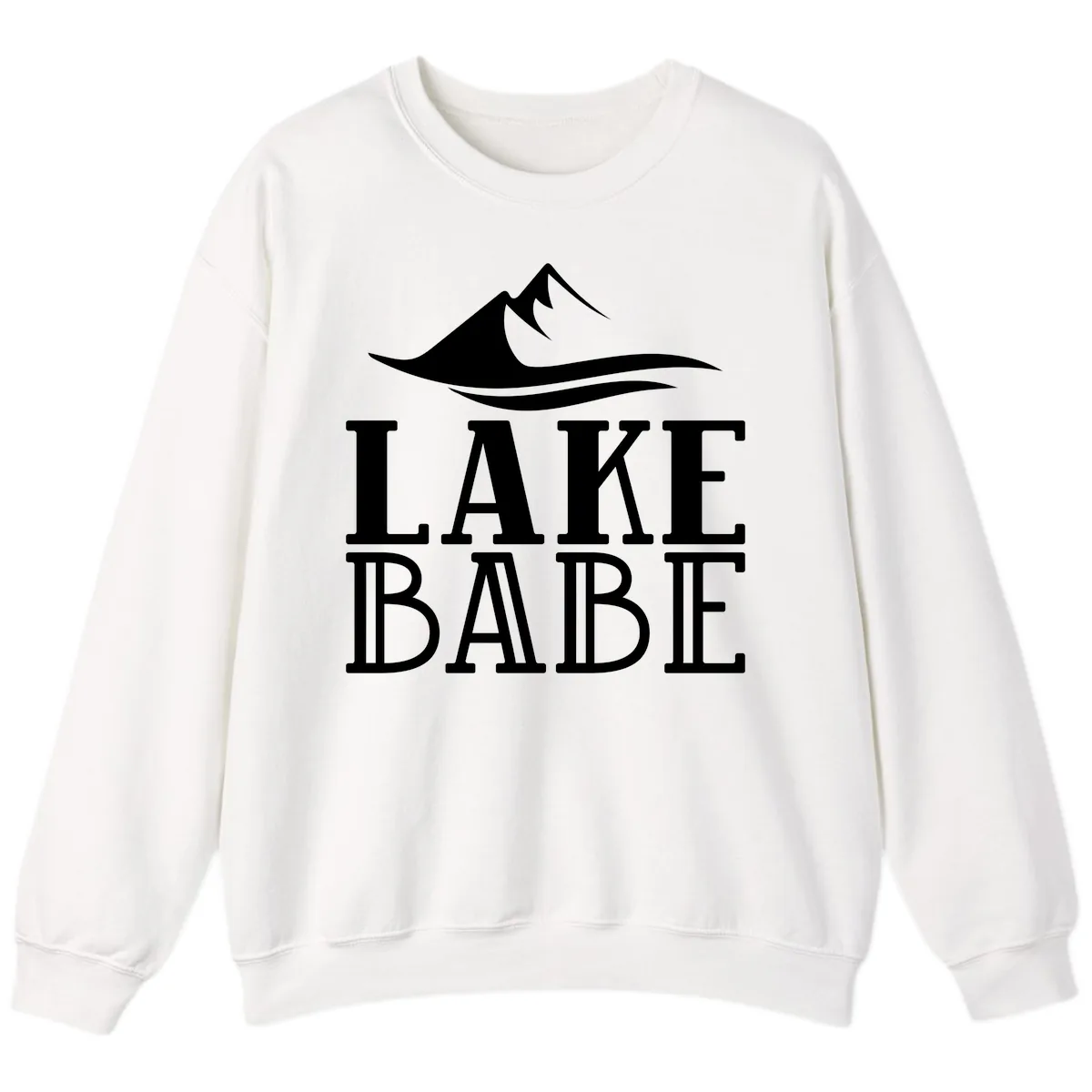 Lake Babe Mountain Wave Design Sweatshirt in White