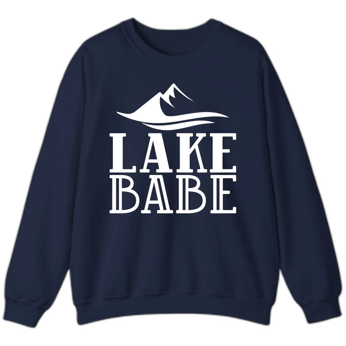 Lake Babe Mountain Wave Design Sweatshirt in Navy