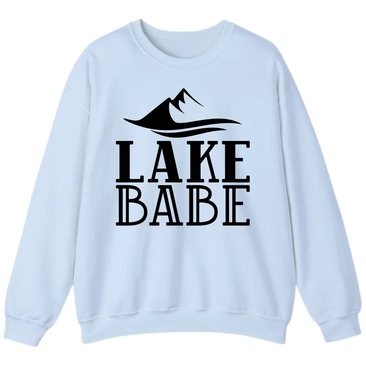Lake Babe Mountain Wave Design Sweatshirt in Light Blue