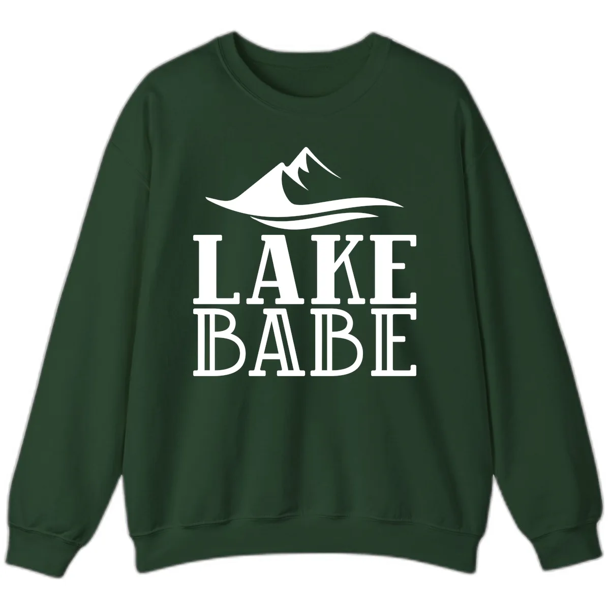 Lake Babe Mountain Wave Design Sweatshirt in Forest Green