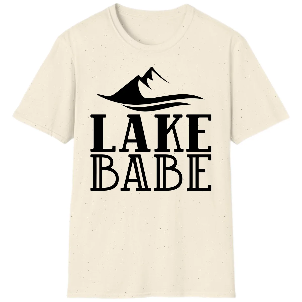 Lake Babe Mountain Wave Design T-Shirt in Natural