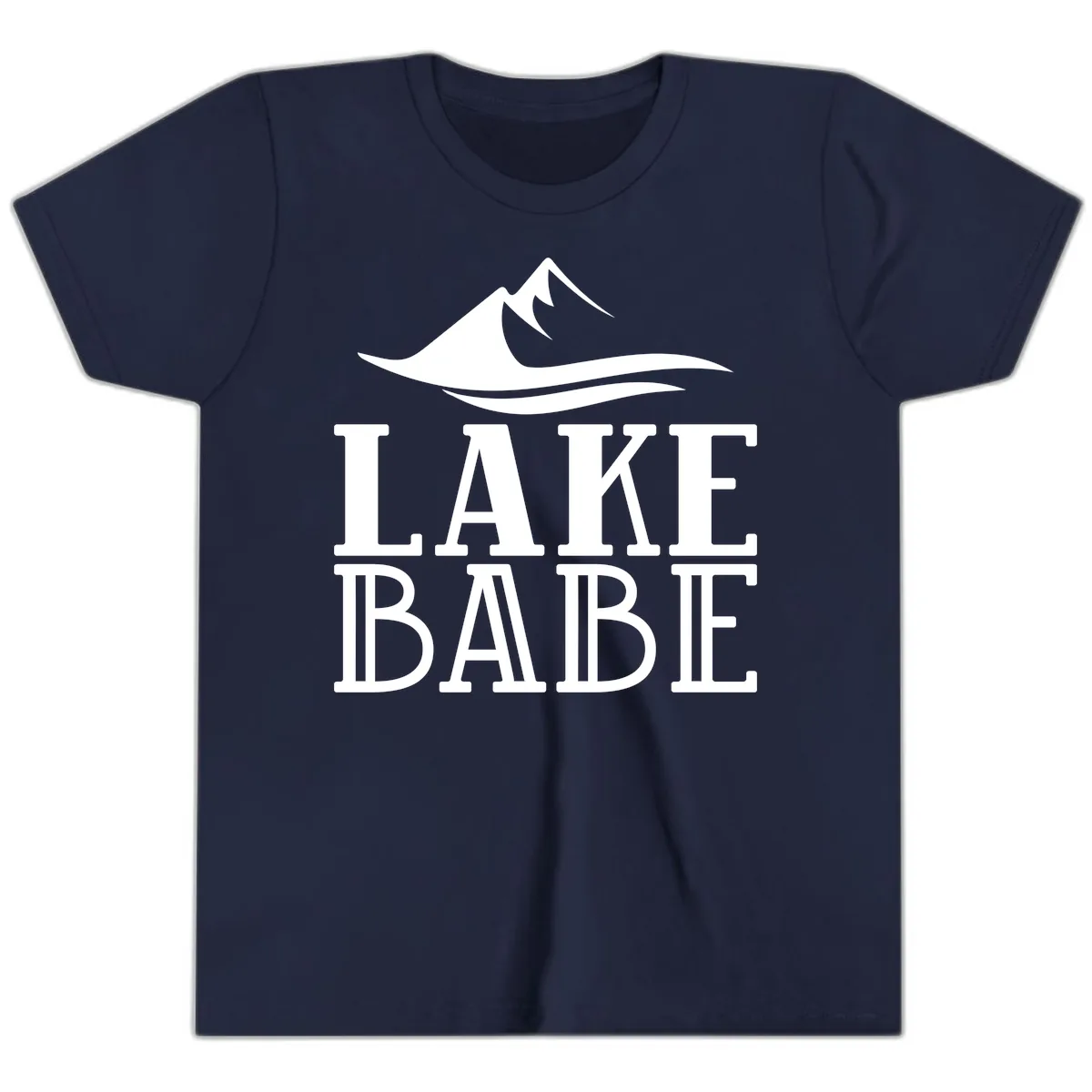 Lake Babe Mountain Wave Design Youth T-Shirt in Navy