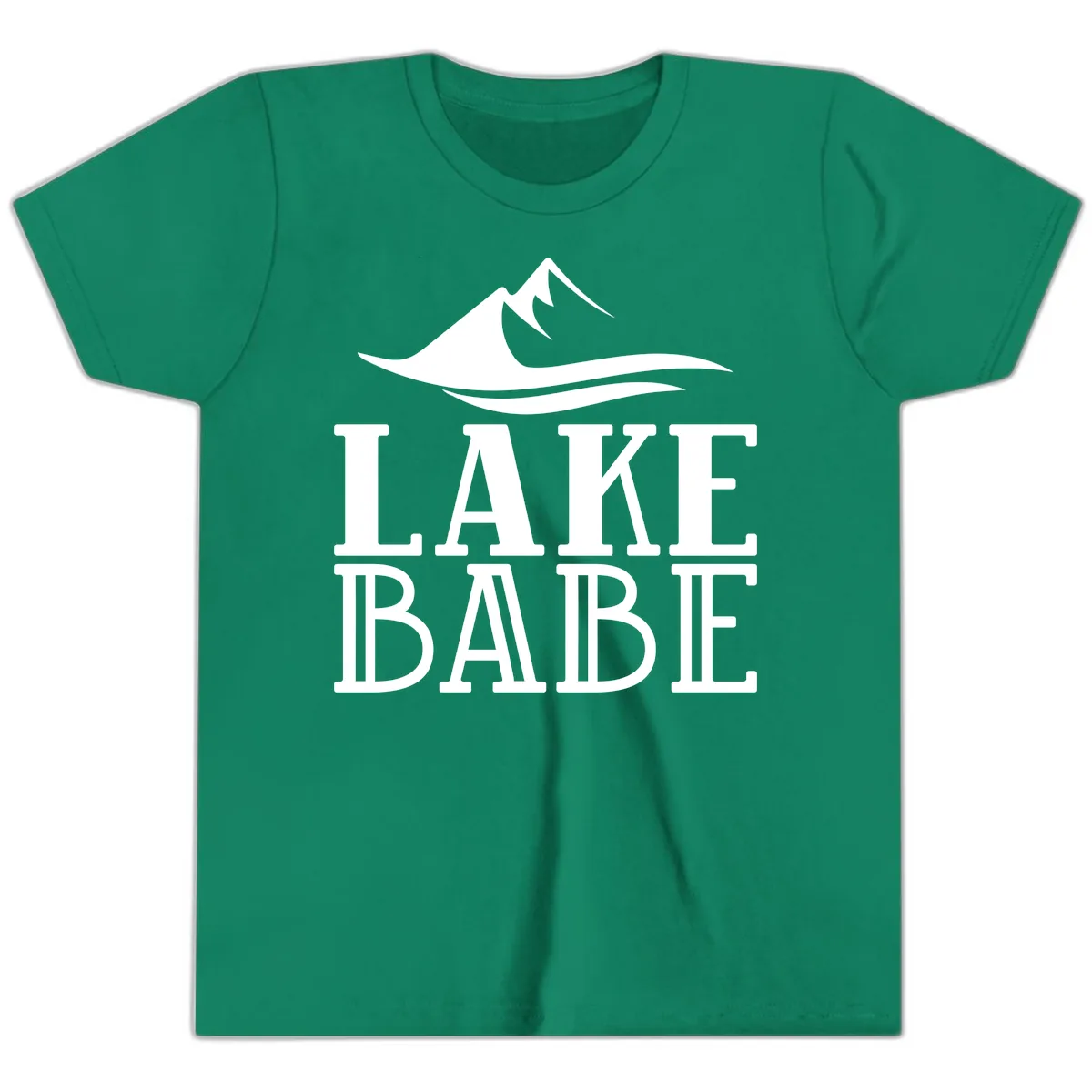 Lake Babe Mountain Wave Design Youth T-Shirt in Kelly