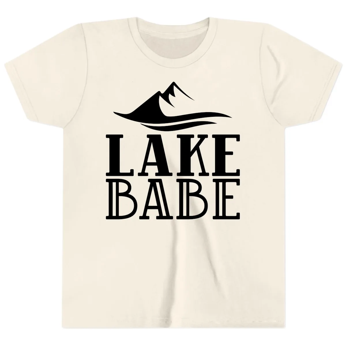 Lake Babe Mountain Wave Design Youth T-Shirt in Natural