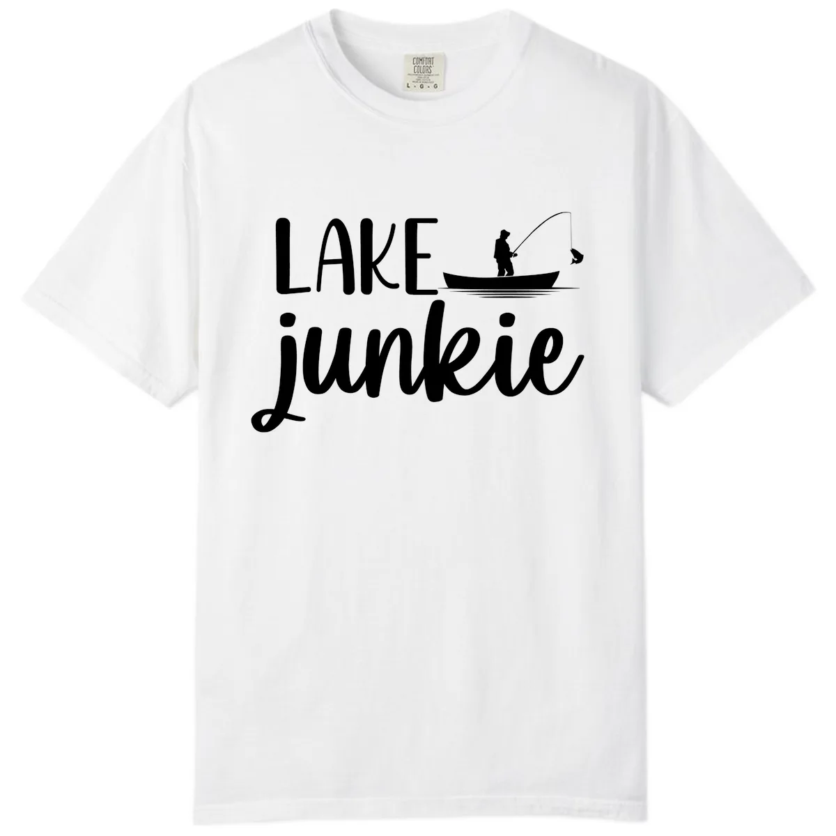 Lake Junkie Fishing Lifestyle Design Comfort Color in White