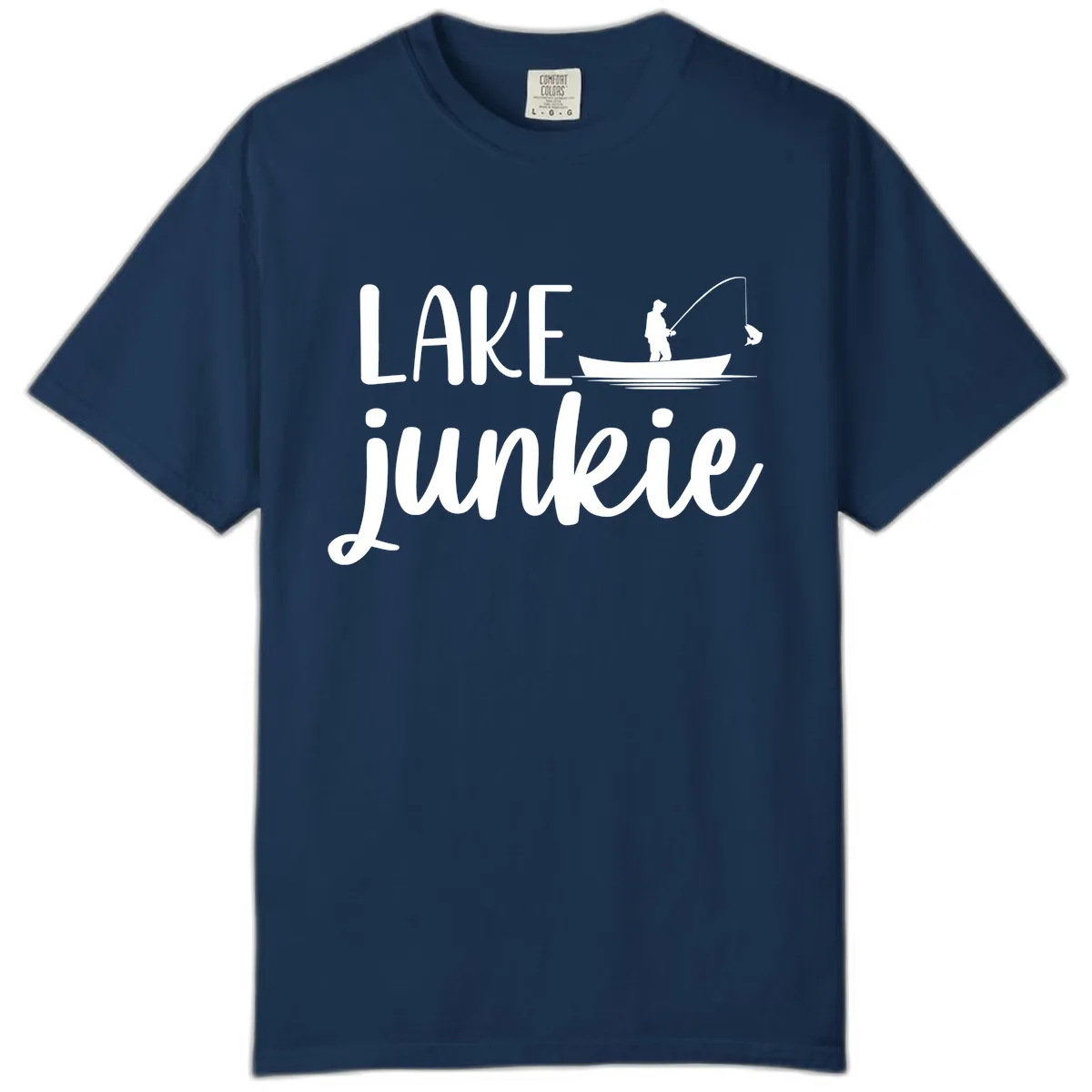 Lake Junkie Fishing Lifestyle Design Comfort Color in Navy