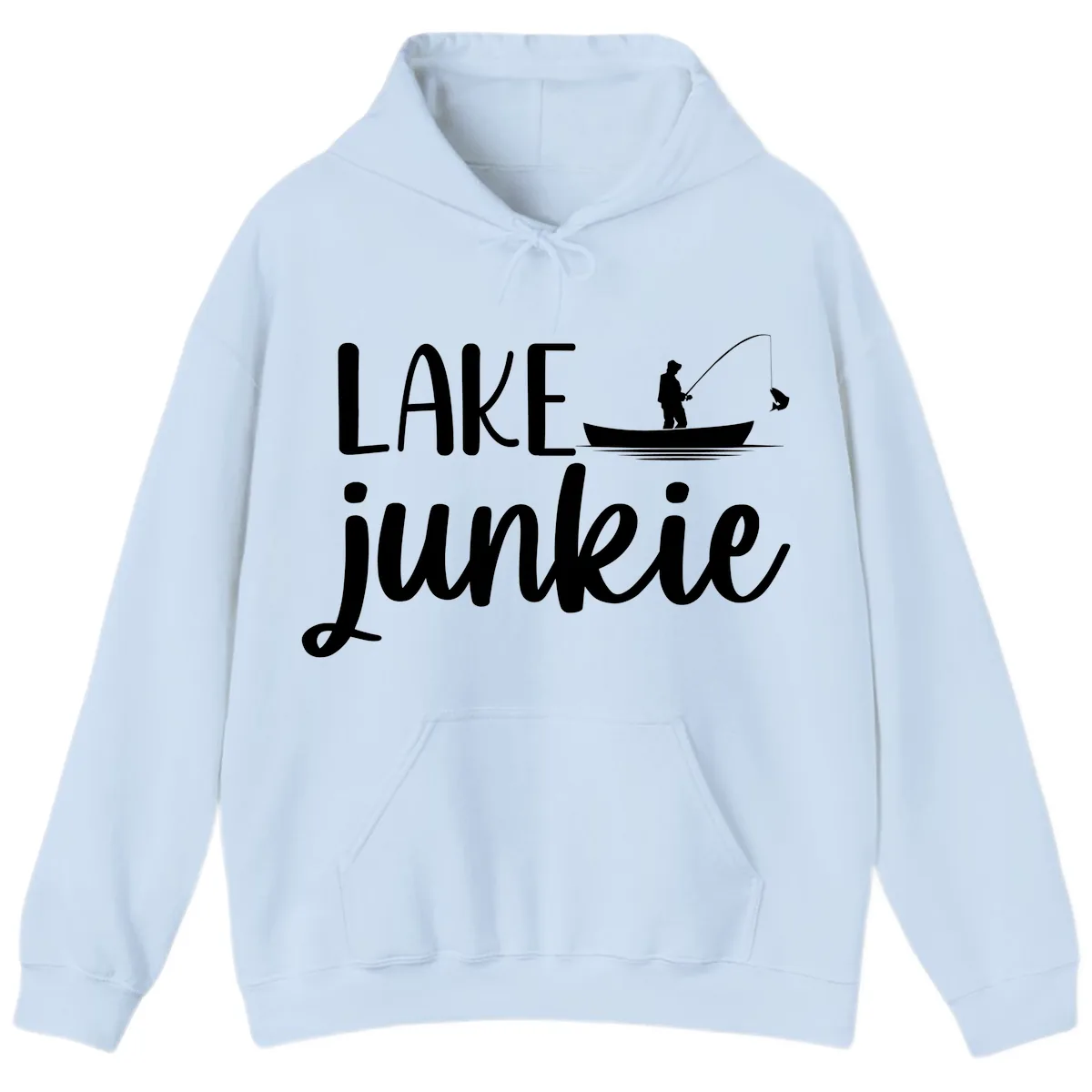 Lake Junkie Fishing Lifestyle Design Hoodie in Light Blue