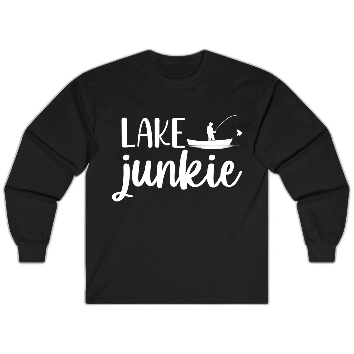 Lake Junkie Fishing Lifestyle Design Long Sleeve in Black
