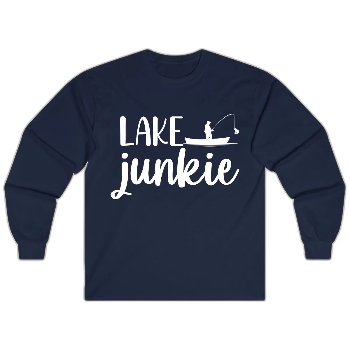 Lake Junkie Fishing Lifestyle Design Long Sleeve in Navy
