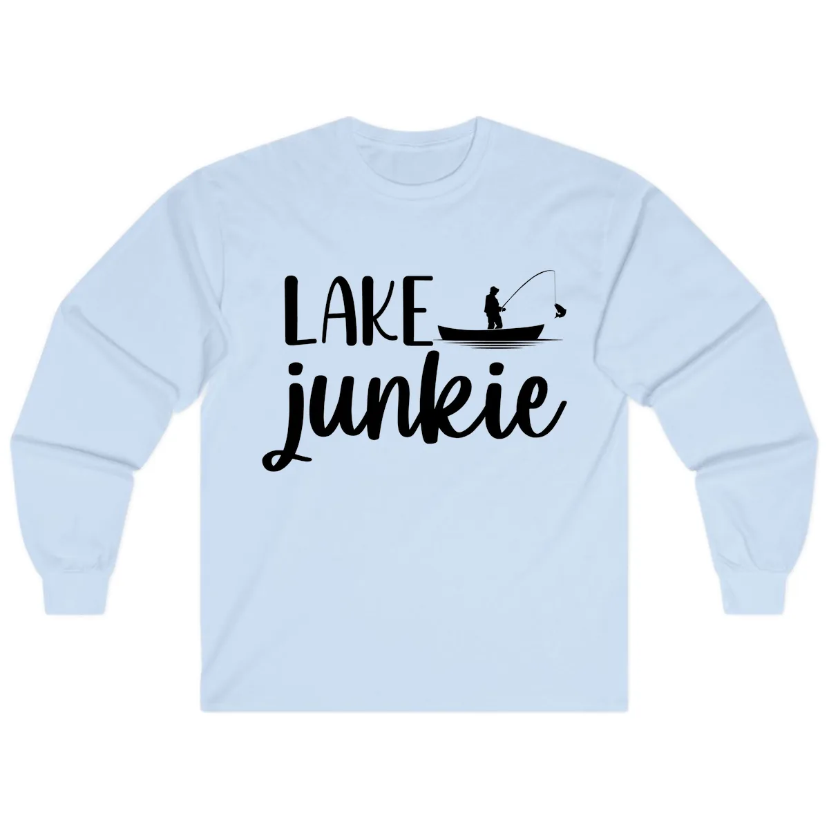 Lake Junkie Fishing Lifestyle Design Long Sleeve in Light Blue