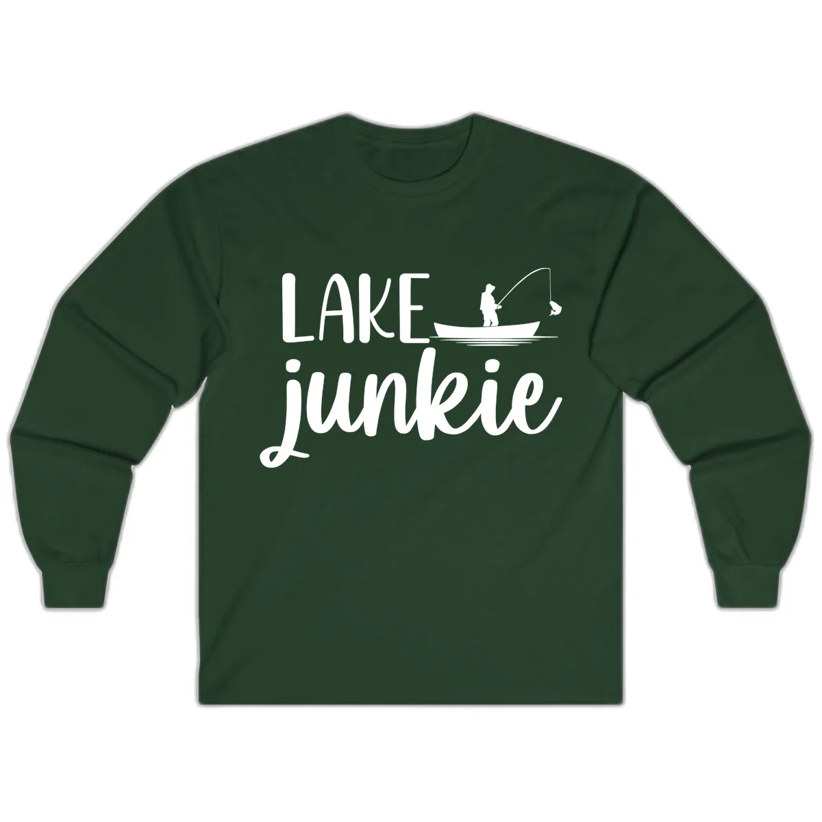 Lake Junkie Fishing Lifestyle Design Long Sleeve in Forest Green