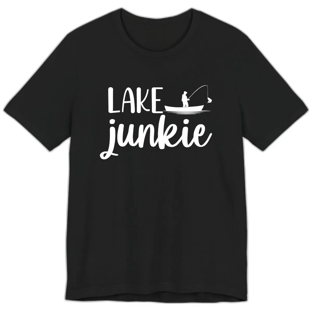 Lake Junkie Fishing Lifestyle Design Premium T-Shirt in Black