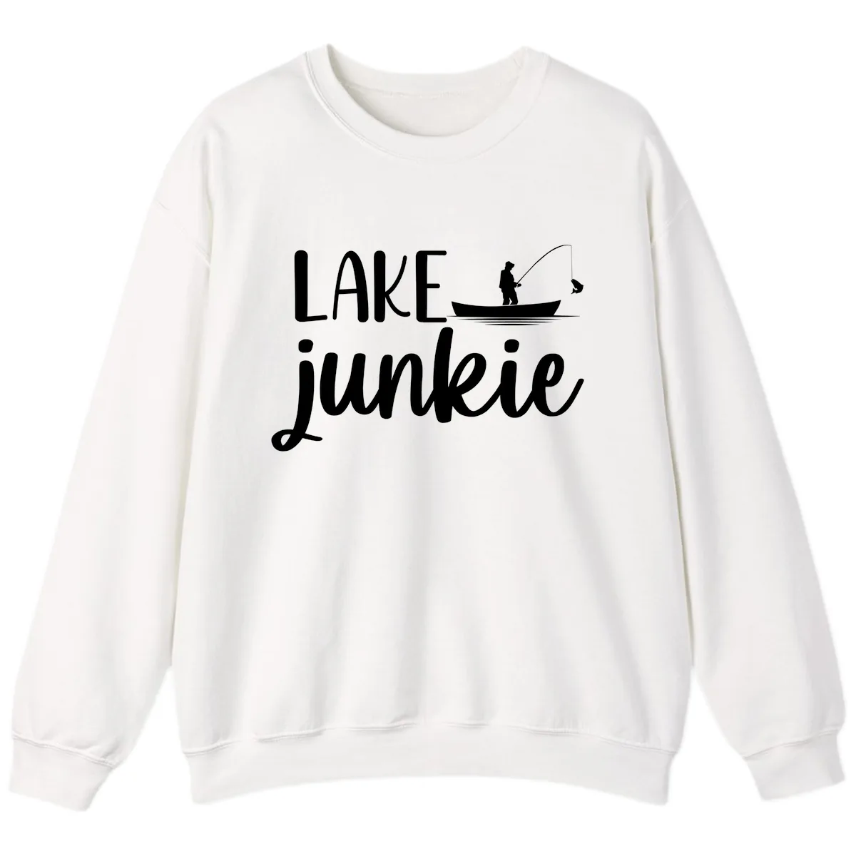 Lake Junkie Fishing Lifestyle Design Sweatshirt in White