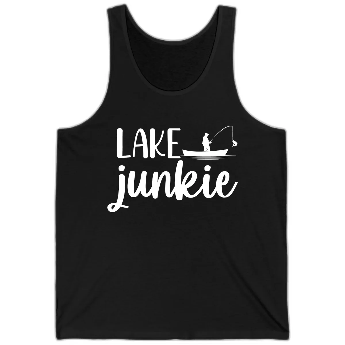 Lake Junkie Fishing Lifestyle Design Tank in Black