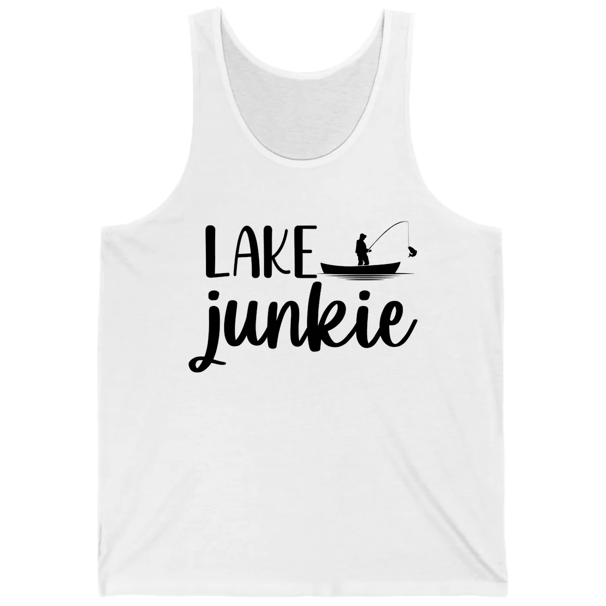 Lake Junkie Fishing Lifestyle Design Tank in White
