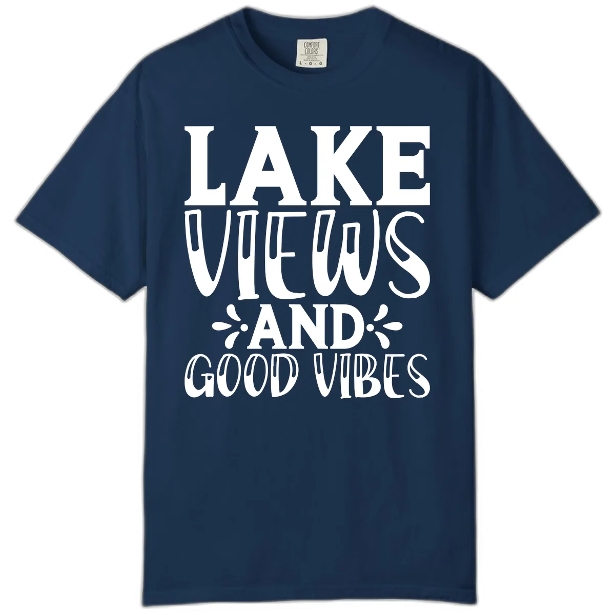 Lake Views And Good Vibes Comfort Color in Navy