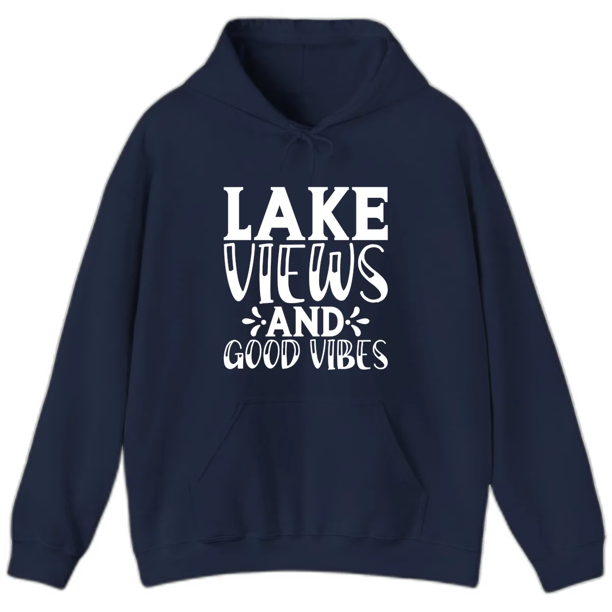 Lake Views And Good Vibes Hoodie in Navy