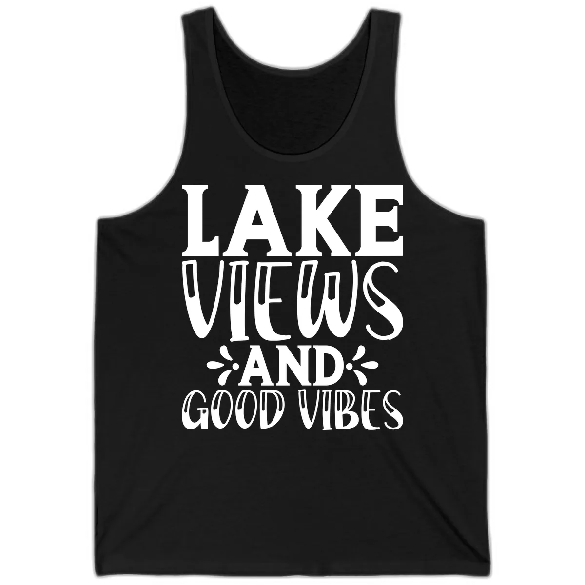 Lake Views And Good Vibes Tank in Black