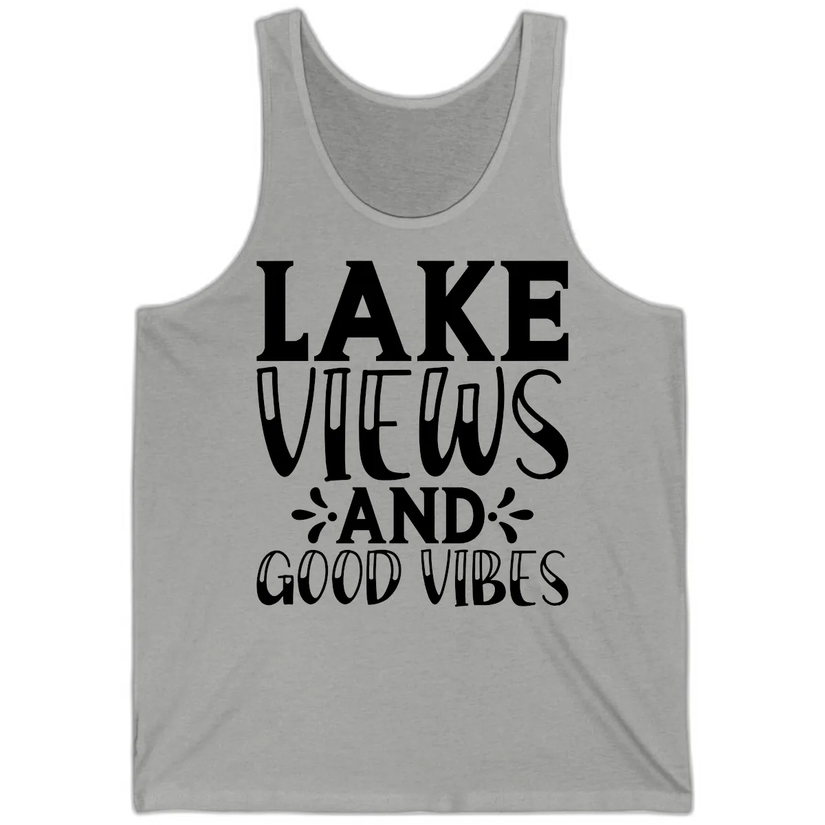Lake Views And Good Vibes Tank in Athletic Heather