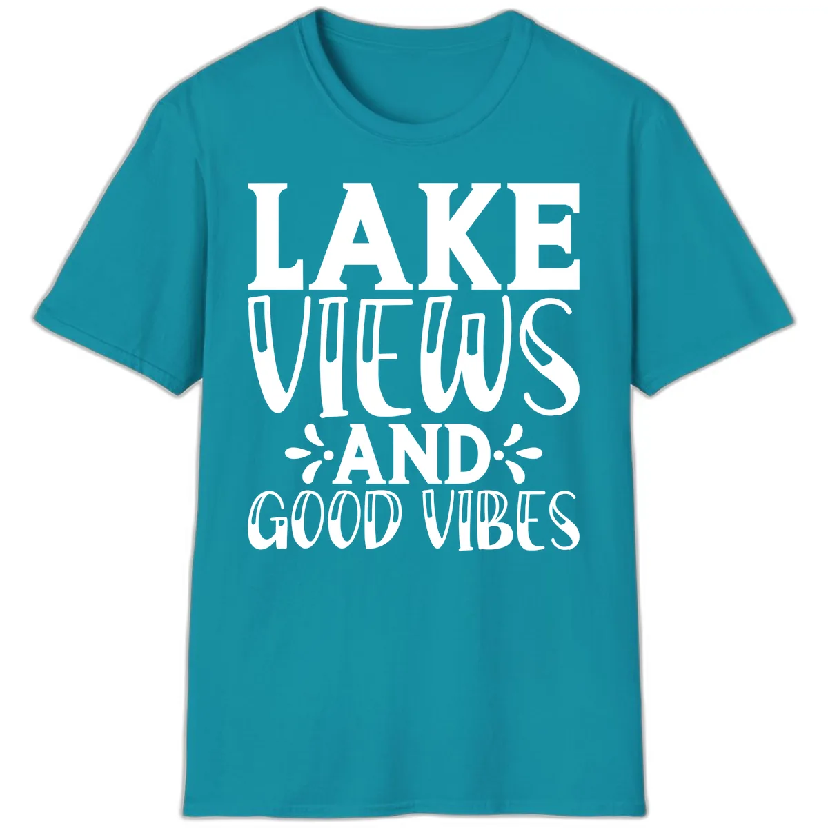 Lake Views And Good Vibes T-Shirt in Tropical Blue