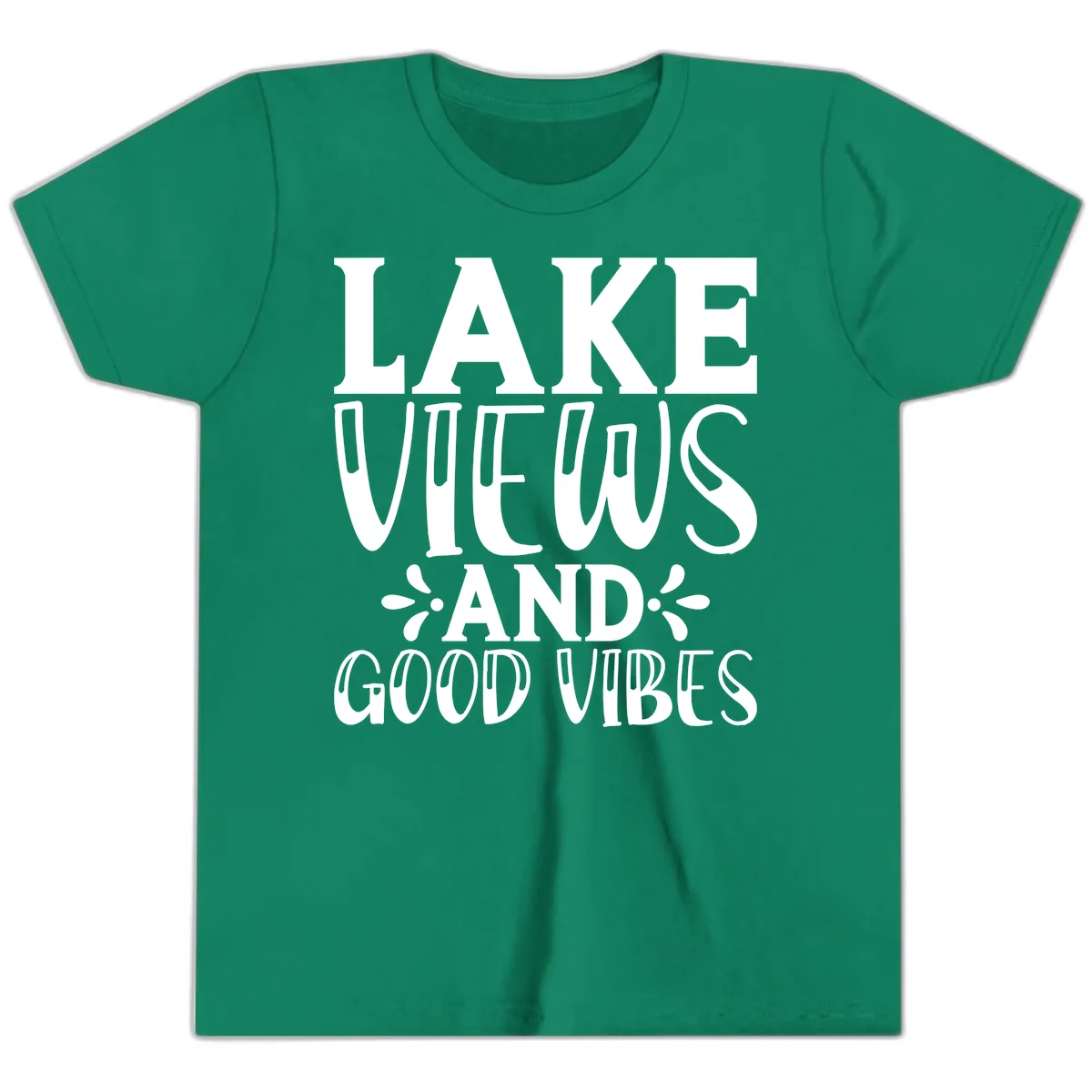 Lake Views And Good Vibes Youth T-Shirt in Kelly