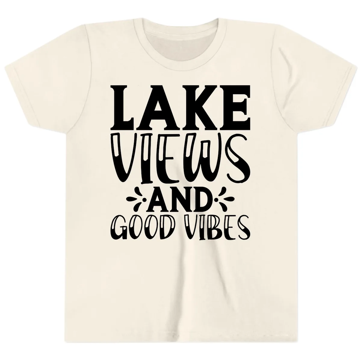 Lake Views And Good Vibes Youth T-Shirt in Natural