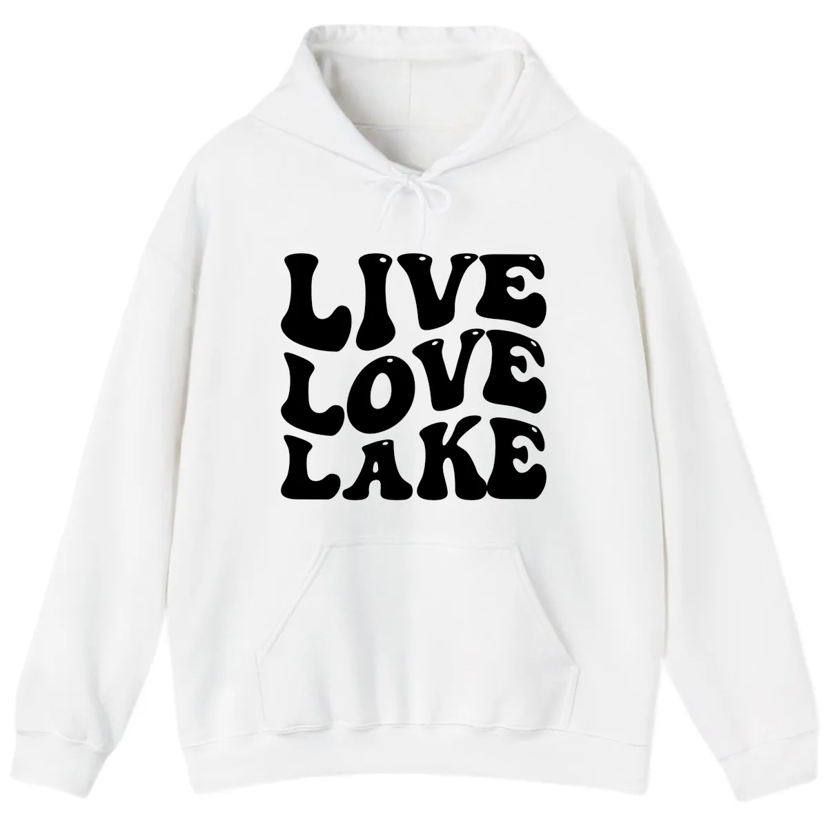 Live Love Lake Retro Graphic Hoodie in White