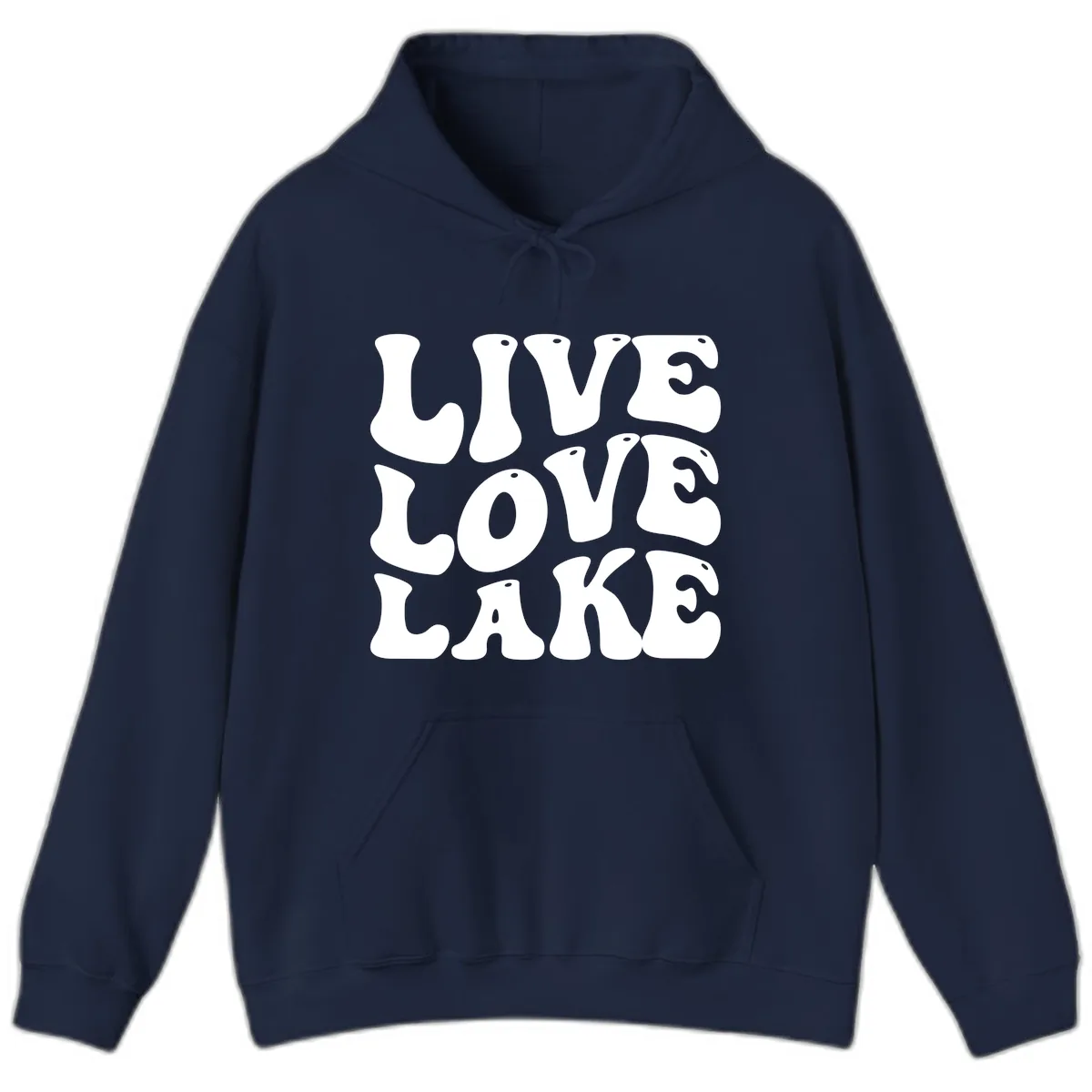 Live Love Lake Retro Graphic Hoodie in Navy