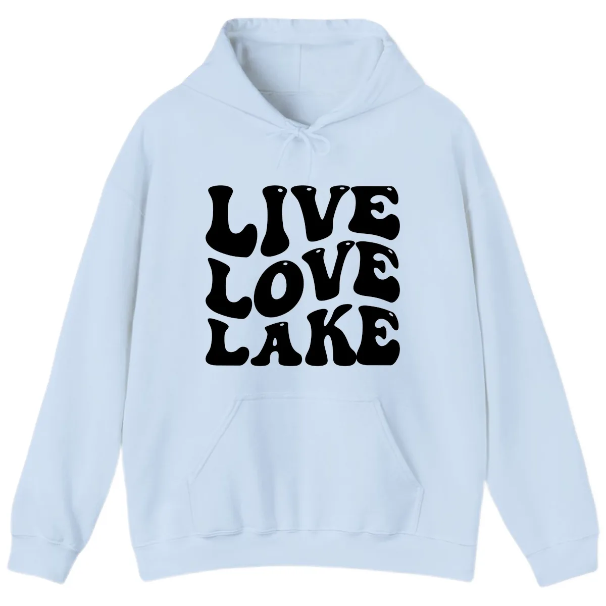 Live Love Lake Retro Graphic Hoodie in Light Blue