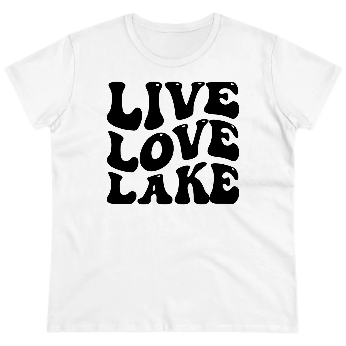 Live Love Lake Retro Graphic Ladies Tee in White