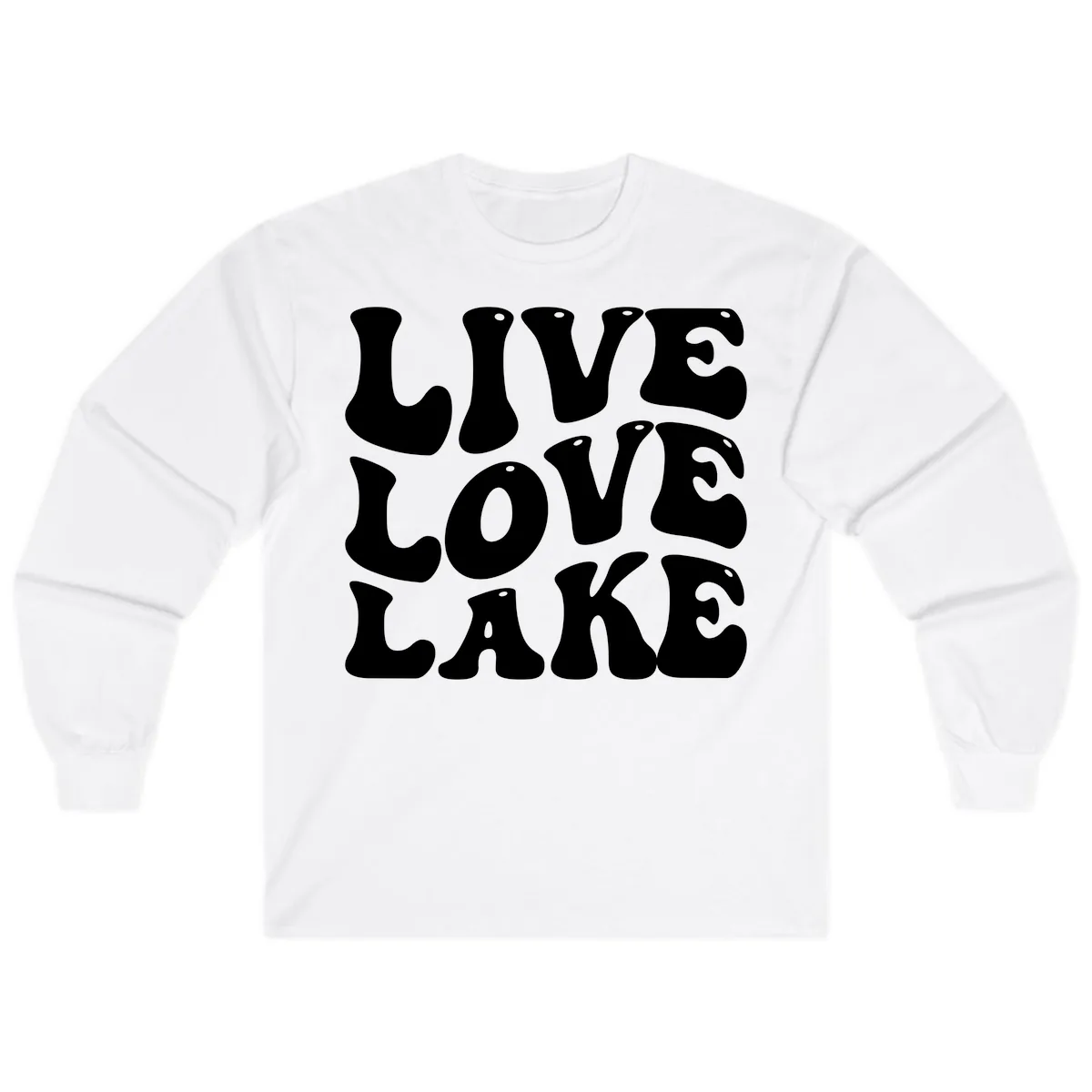 Live Love Lake Retro Graphic Long Sleeve in White