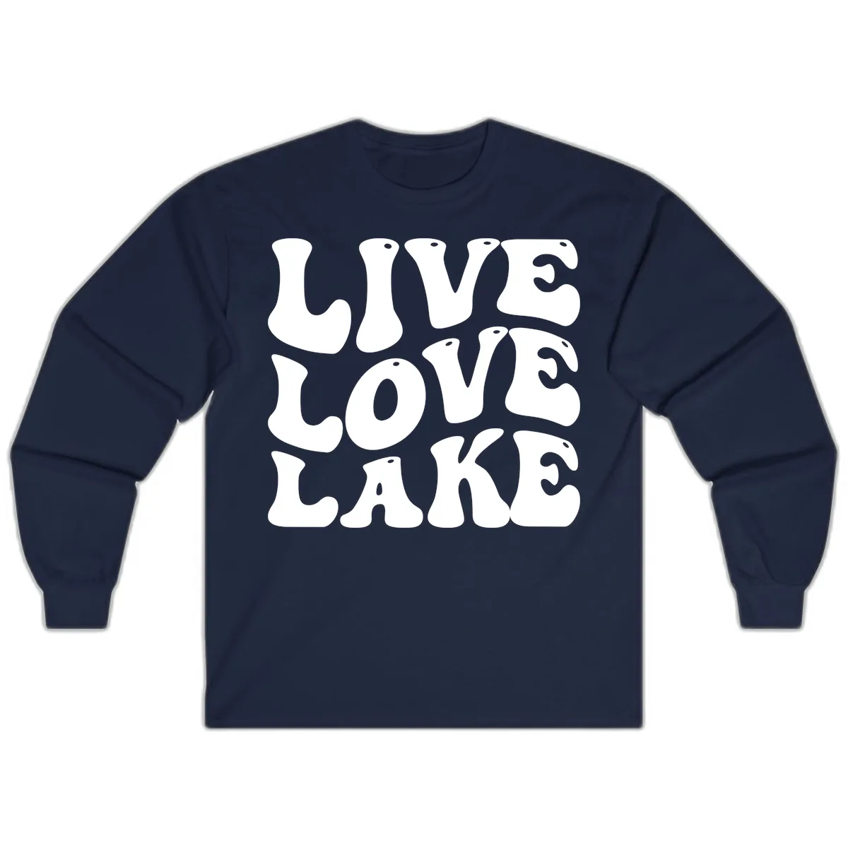 Live Love Lake Retro Graphic Long Sleeve in Navy