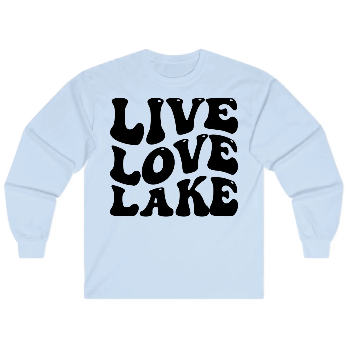 Live Love Lake Retro Graphic Long Sleeve in Light Blue