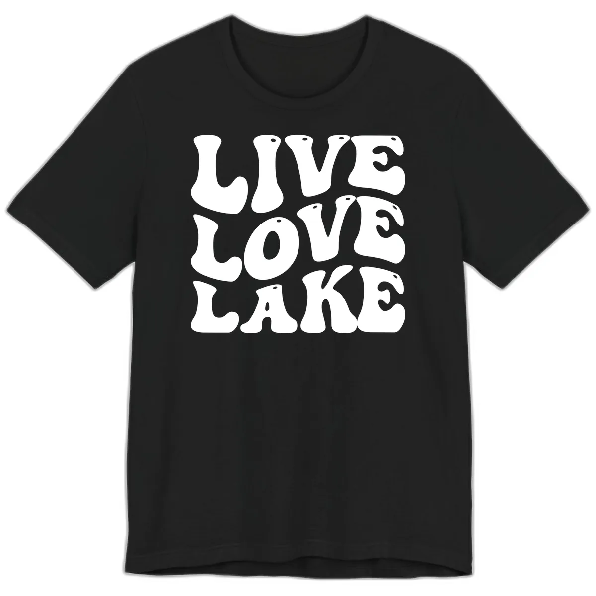 Live Love Lake Retro Graphic Premium T-Shirt in Black