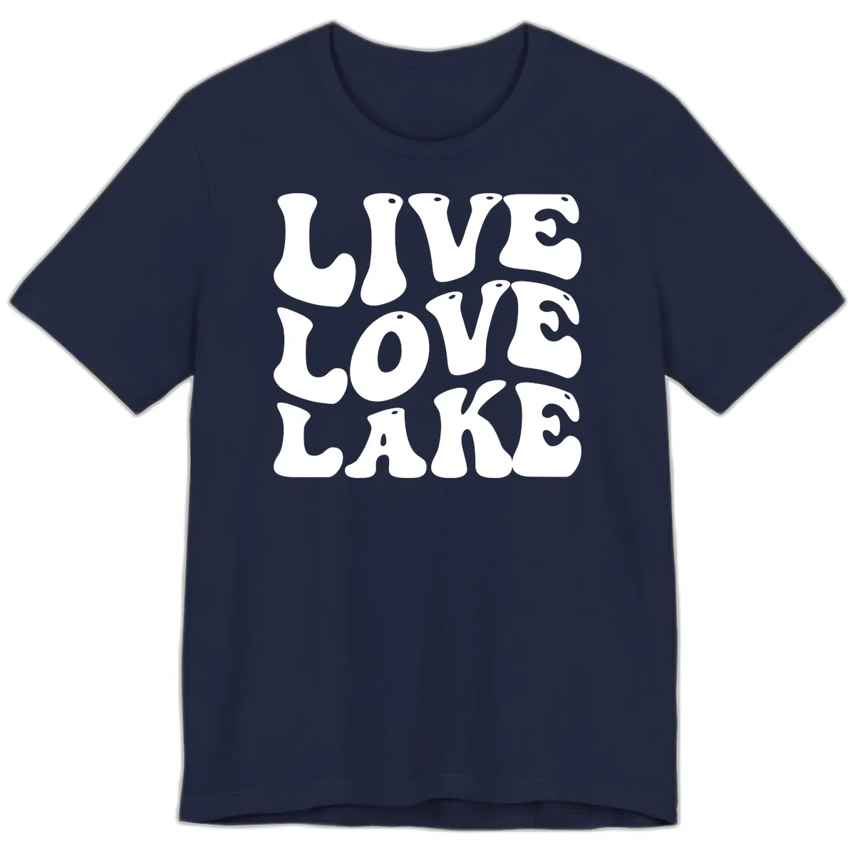 Live Love Lake Retro Graphic Premium T-Shirt in Navy