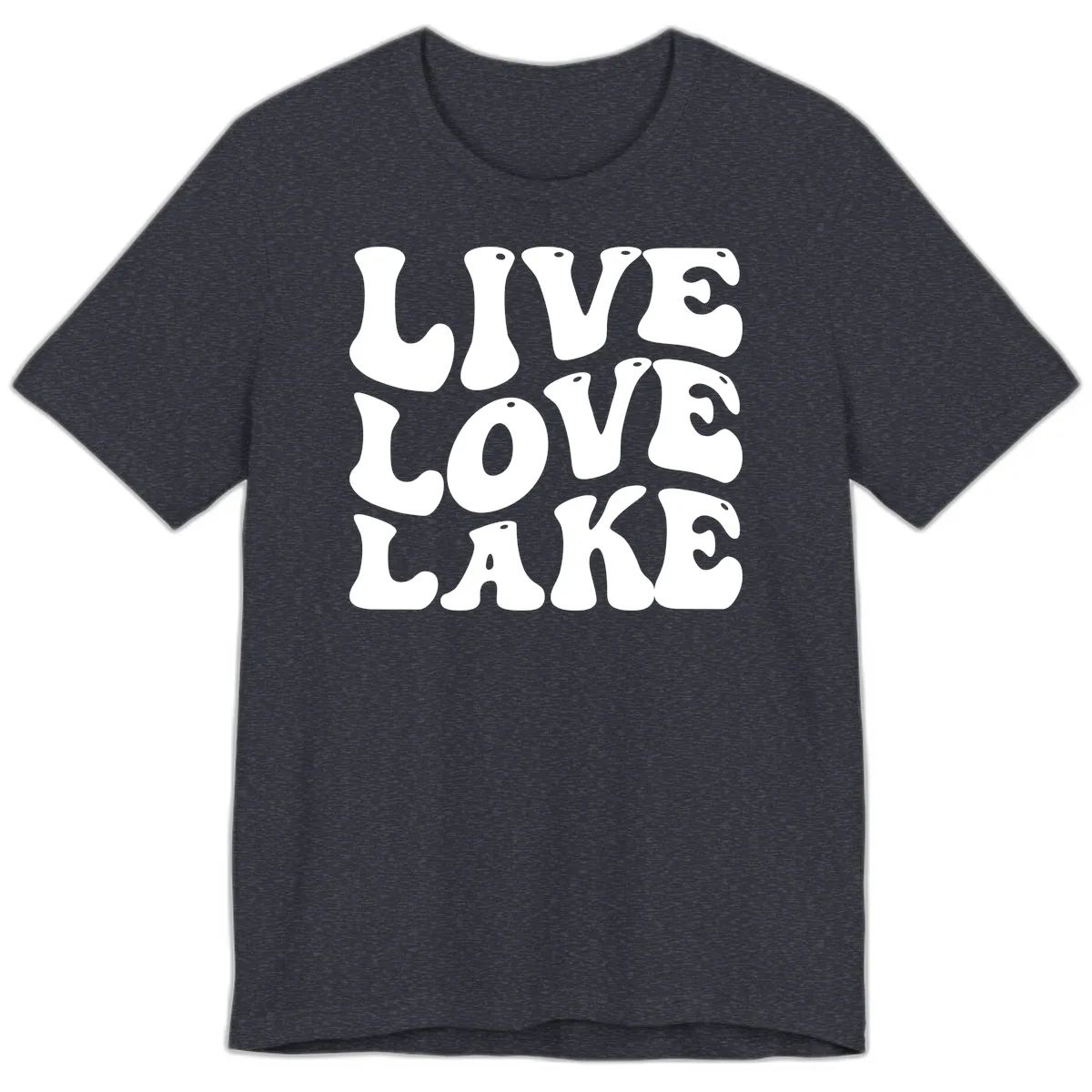 Live Love Lake Retro Graphic Premium T-Shirt in Heather Navy